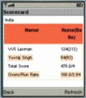 Live Cricket Scores Nokia E50 Application