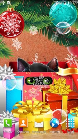 Kitten on Christmas Android Wallpaper Image 1