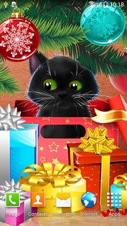 Kitten on Christmas Android Wallpaper Image 2
