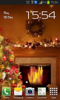 Fireplace New Year 2015 Android Wallpaper Image 1