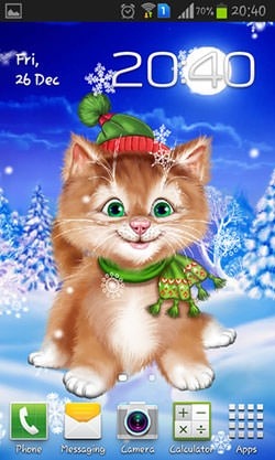 Winter Cat Android Wallpaper Image 1
