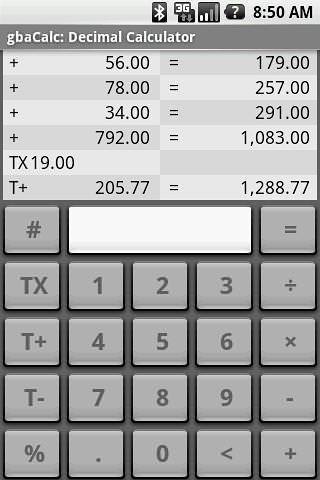 Gbacalc Decimal Calculator Android Application Image 2