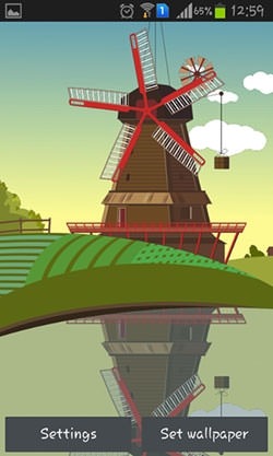 Windmill And Pond Android Wallpaper Image 1