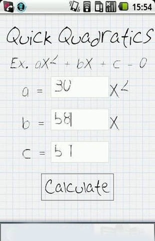 Quick Quadratics Android Application Image 1