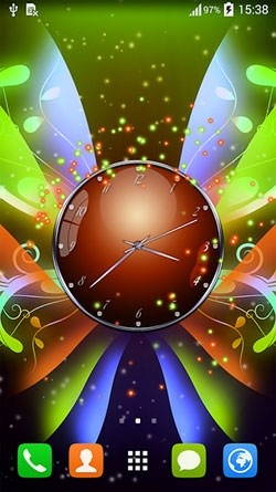 Clock With Butterflies Android Wallpaper Image 1