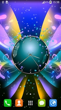 Clock With Butterflies Android Wallpaper Image 2