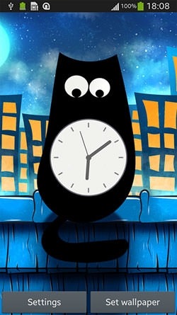 Cat Clock Android Wallpaper Image 2