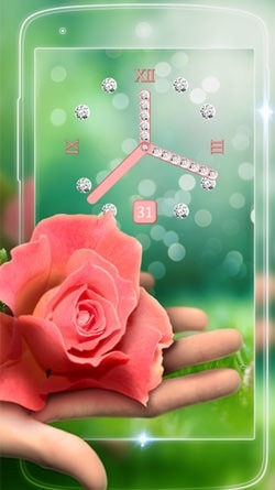 Rose Picture Clock Android Wallpaper Image 2