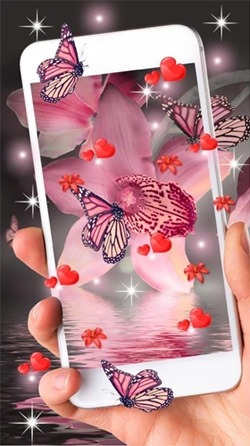 Pink Butterfly Android Wallpaper Image 1