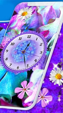 Flowers Analog Clock Android Wallpaper Image 1