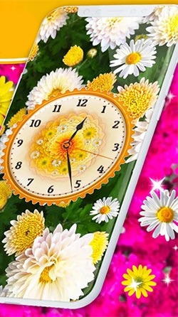 Flowers Analog Clock Android Wallpaper Image 2