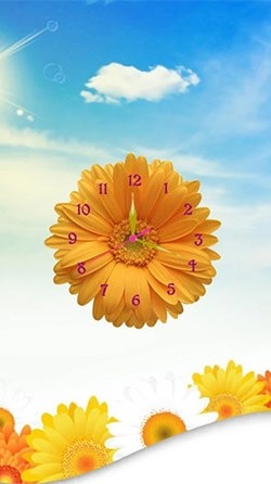 Sunflower Clock Android Wallpaper Image 1