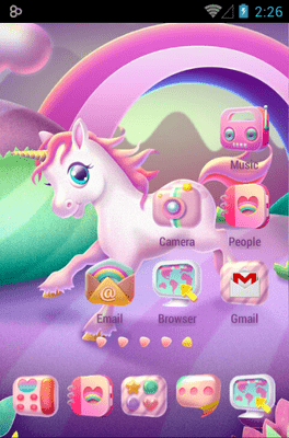 Cartoon Unicorn Go Launcher Android Theme Image 2