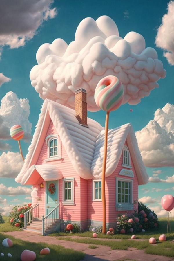 Pink House Mobile Phone Wallpaper Image 1