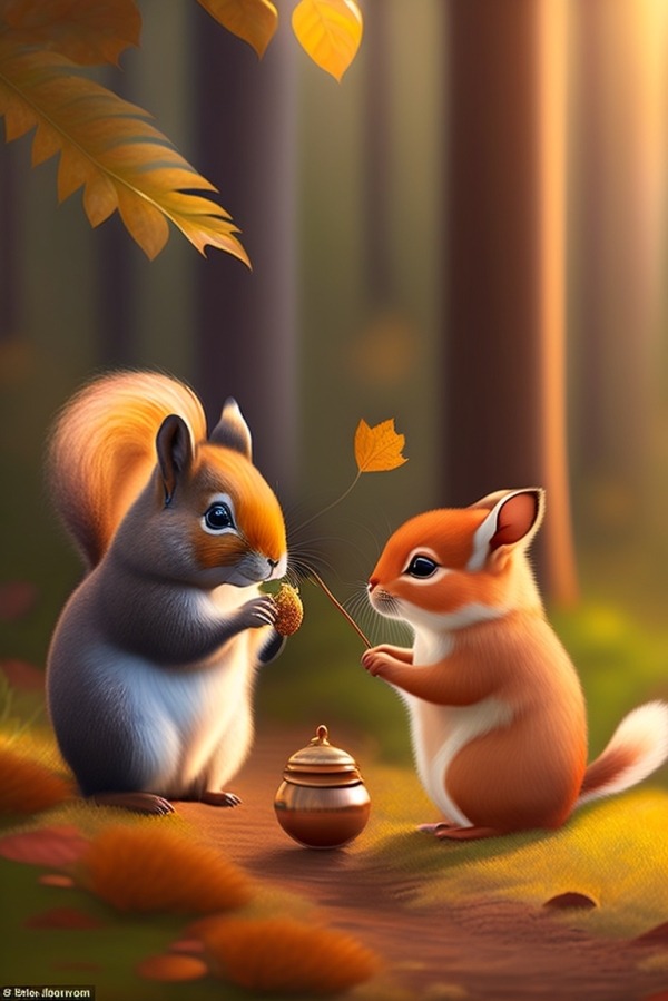 Little Squirrel &amp; Bunny Mobile Phone Wallpaper Image 1