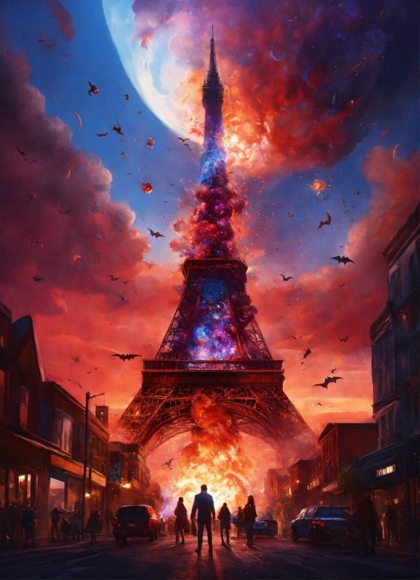 Apocalypse Eiffel Tower Mobile Phone Wallpaper Image 1