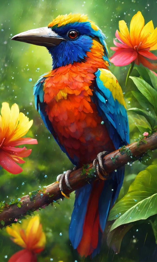 Colorful Bird Mobile Phone Wallpaper Image 1