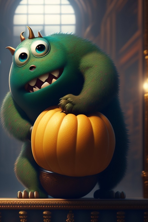 Cute Green Halloween Monster Mobile Phone Wallpaper Image 1
