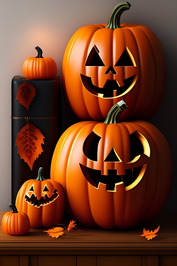 Cute Halloween Pumpkins Mobile Phone Wallpaper Image 1