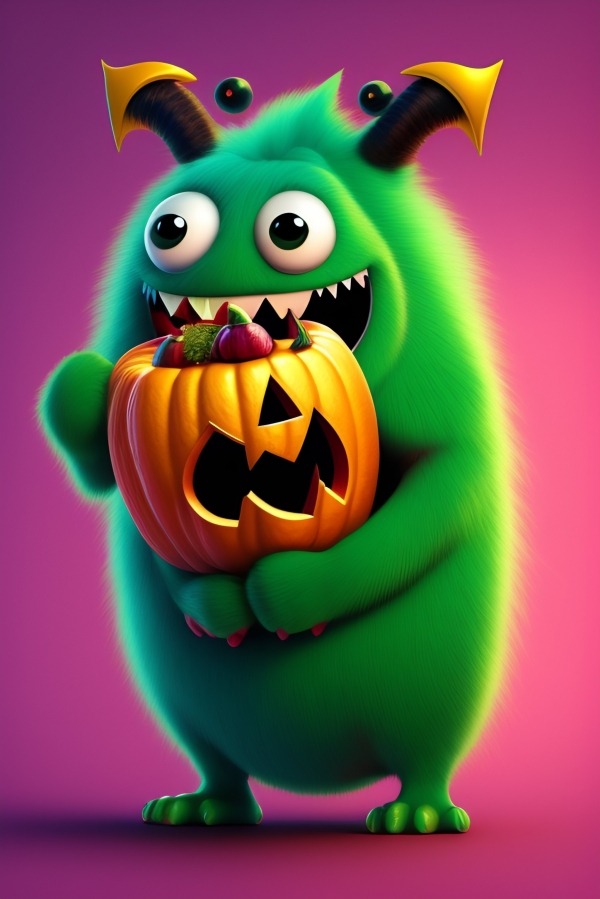 Green Halloween Monster Mobile Phone Wallpaper Image 1