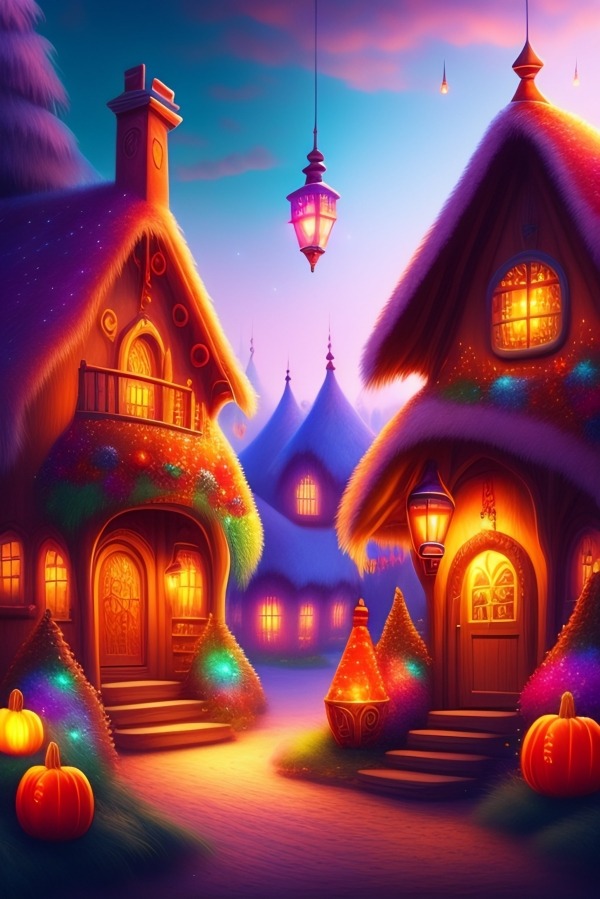 Halloween Candy Village Mobile Phone Wallpaper Image 1