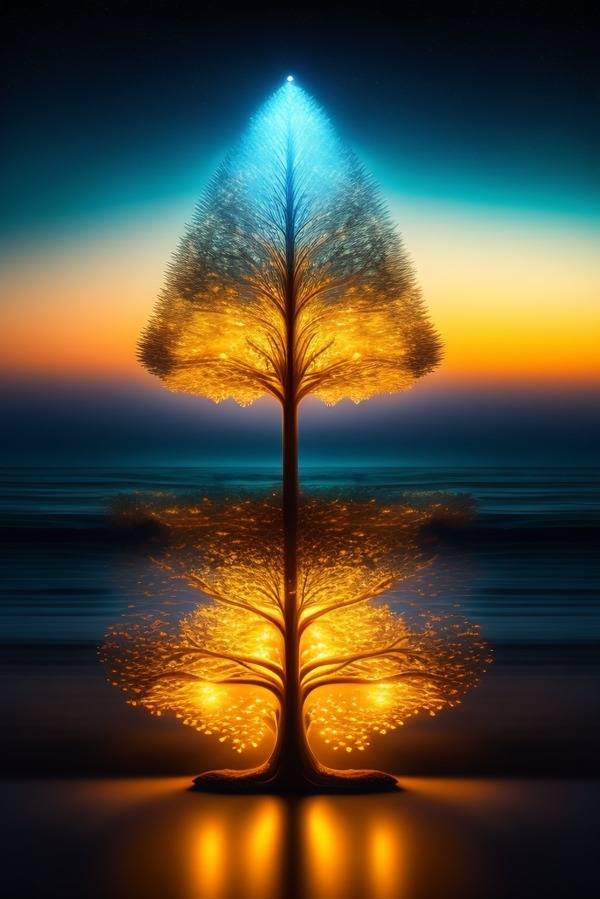 Tree In The Deep Sea Mobile Phone Wallpaper Image 1