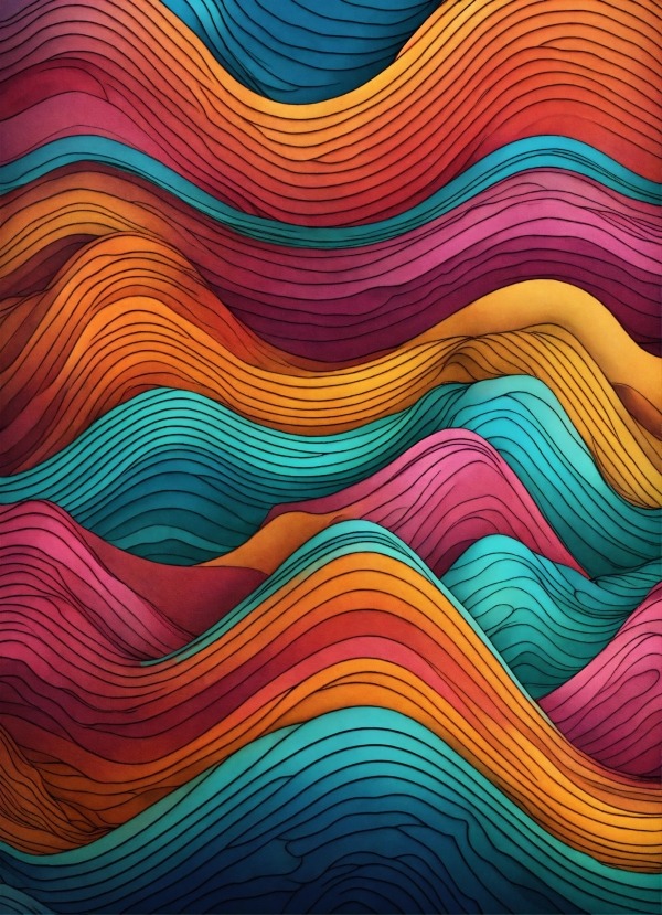 Colored Waves Mobile Phone Wallpaper Image 1