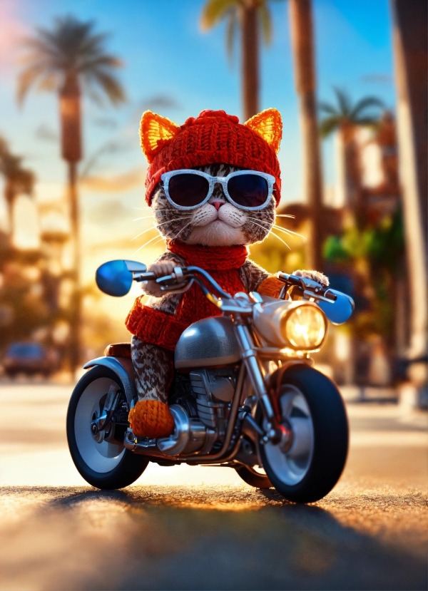 Cute Cat On Bike Mobile Phone Wallpaper Image 1