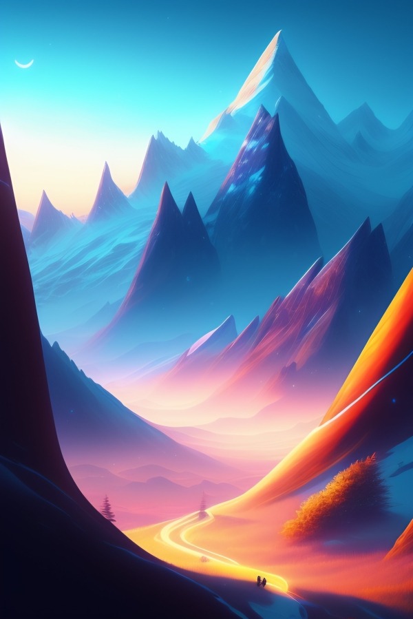 Colorful Mountains Mobile Phone Wallpaper Image 1