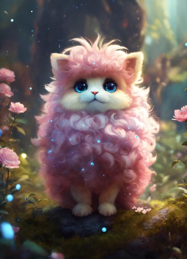 Cute Fluffy Cat Mobile Phone Wallpaper Image 1