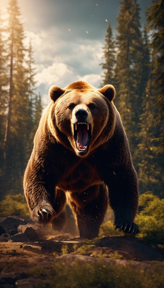 Angry Bear Mobile Phone Wallpaper Image 1