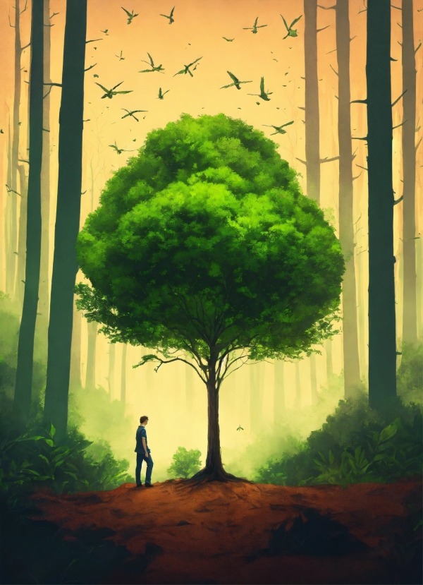 Green Tree Mobile Phone Wallpaper Image 1