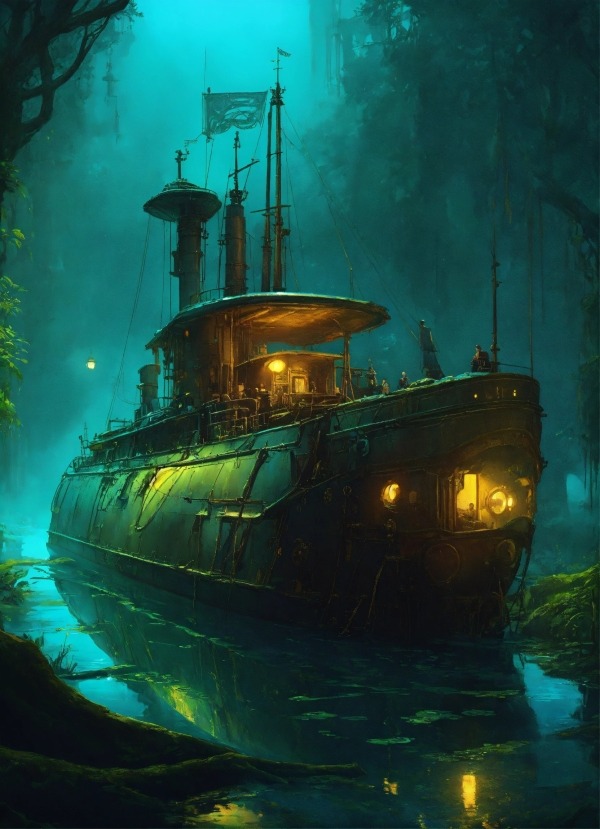 Submarine Digital Painting Mobile Phone Wallpaper Image 1