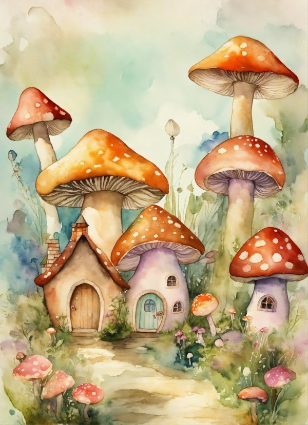 Mushroom House Mobile Phone Wallpaper Image 1