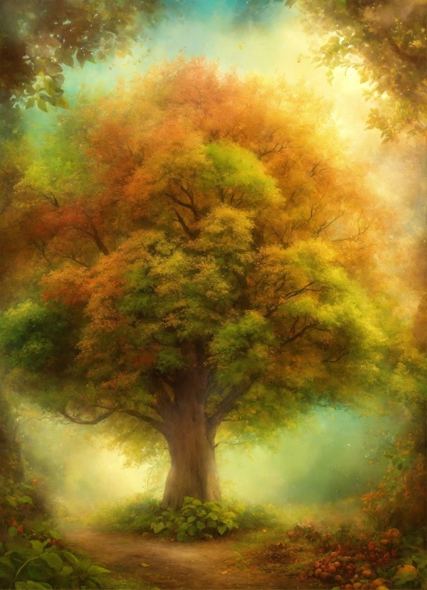 Colorful Tree Mobile Phone Wallpaper Image 1