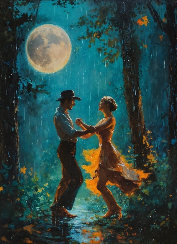 Couple Dancing In Rain Mobile Phone Wallpaper Image 1