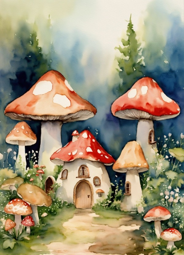 Mushroom Houses Mobile Phone Wallpaper Image 1
