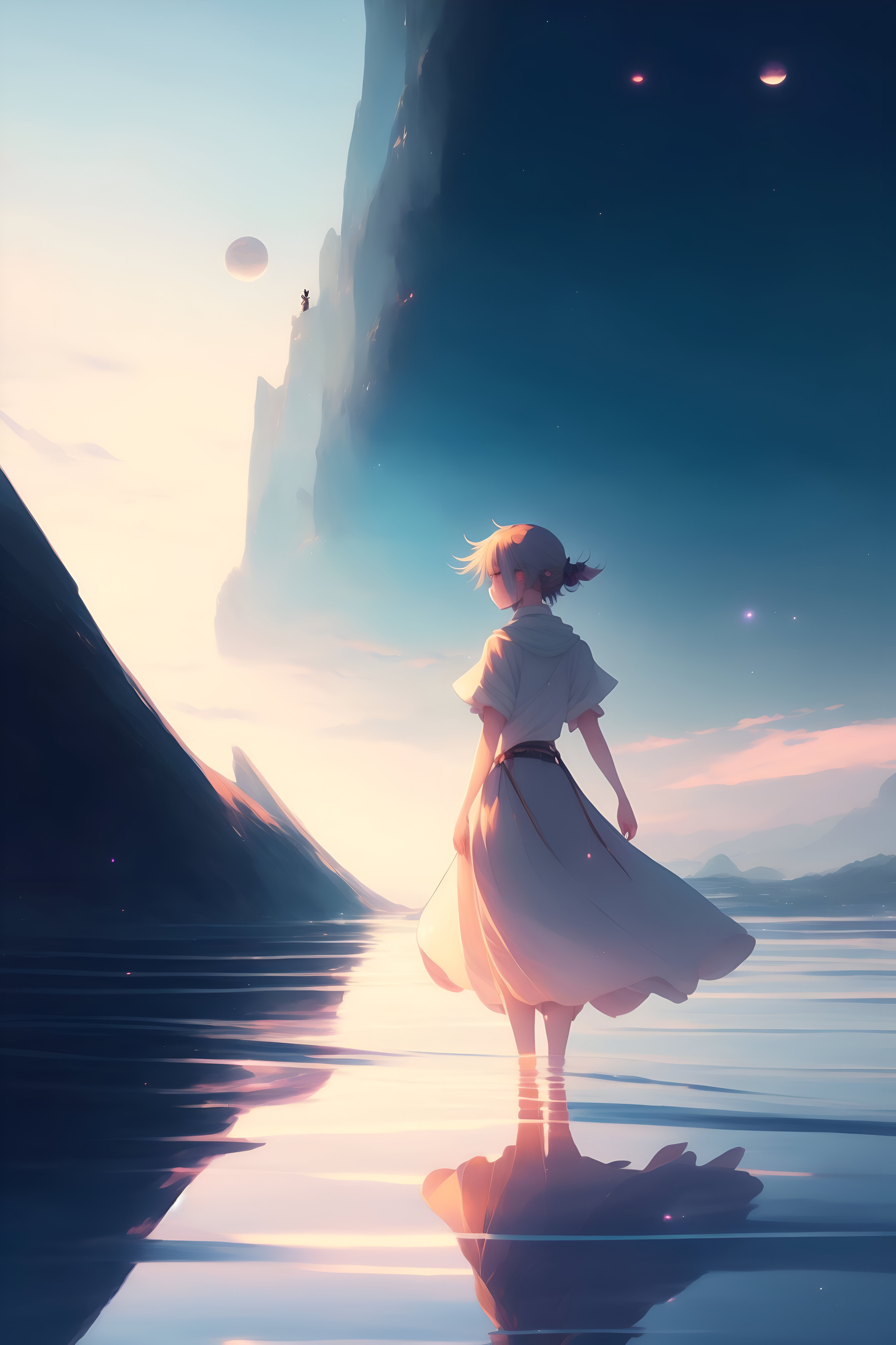 Anime Girl Walking On Water