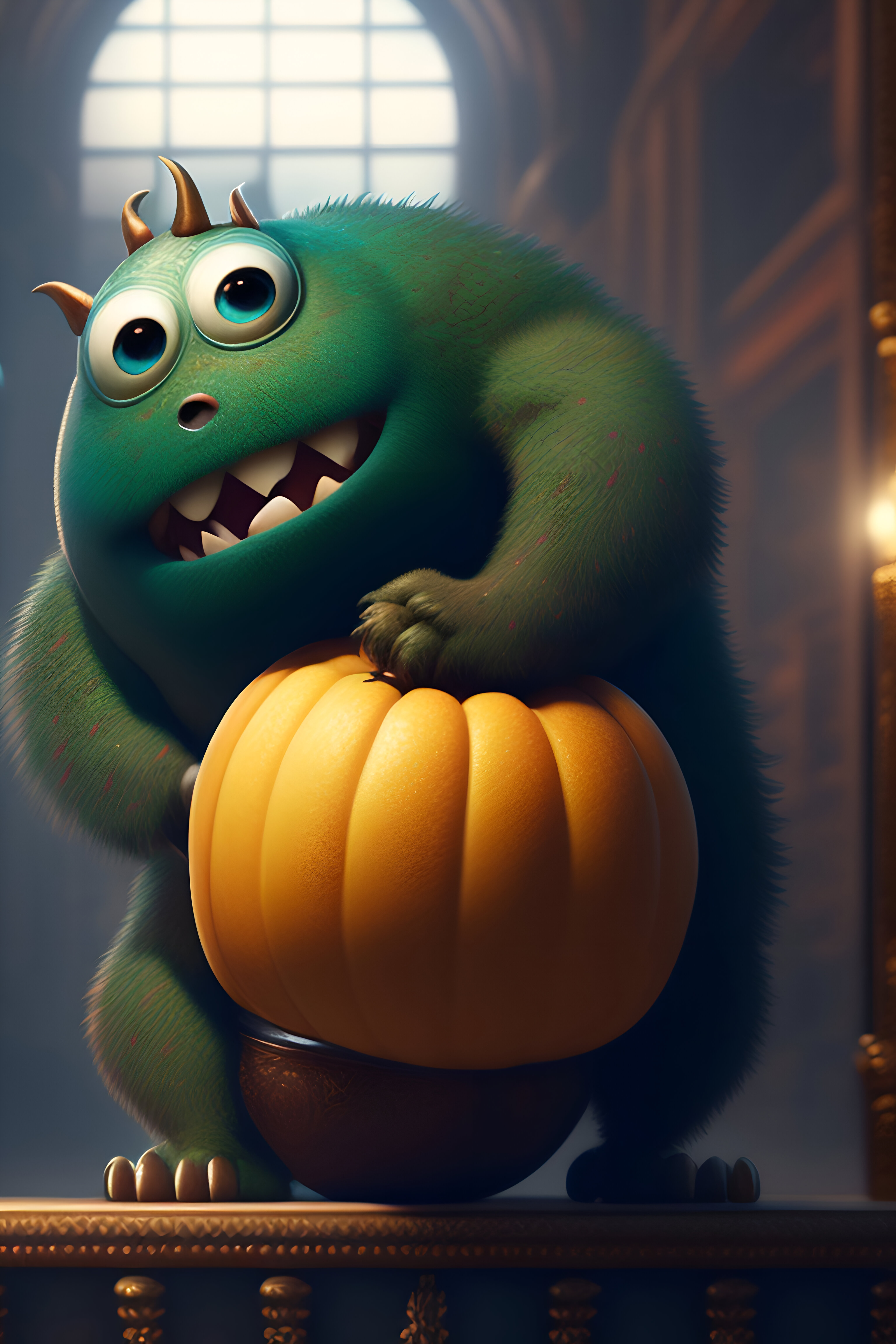 Cute Green Halloween Monster