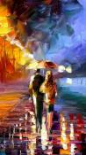 Couple In Rain Art  Mobile Phone Wallpaper