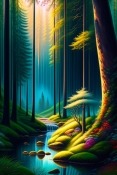 Beautiful Forest Painting  Mobile Phone Wallpaper
