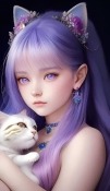 Pretty Girl With Cat  Mobile Phone Wallpaper