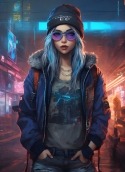 Cute Female Cyberpunk Hacker Lava Iris Win1 Wallpaper