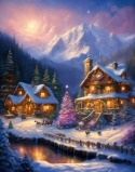 Snow Christmas Village  Mobile Phone Wallpaper