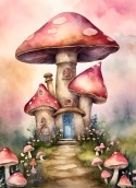 Mushroom House Lava Iris 503 Wallpaper