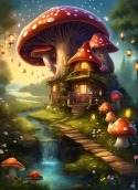 Mushroom House BLU A5L Wallpaper